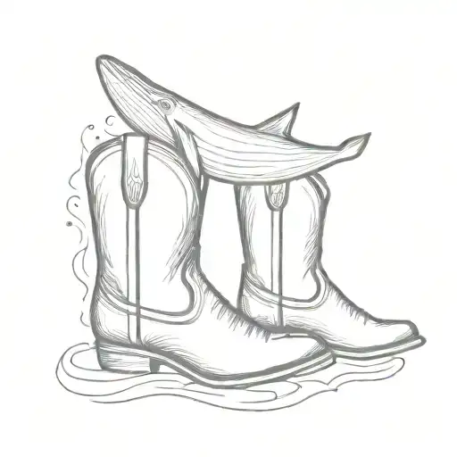 Cowboy Boot And Whale Swimming