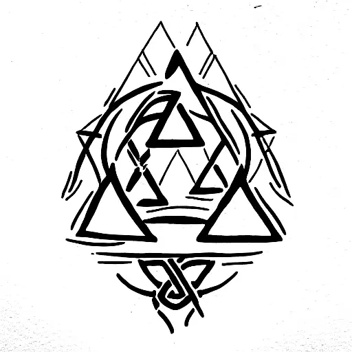 Valknut Symbol With Vegvisir