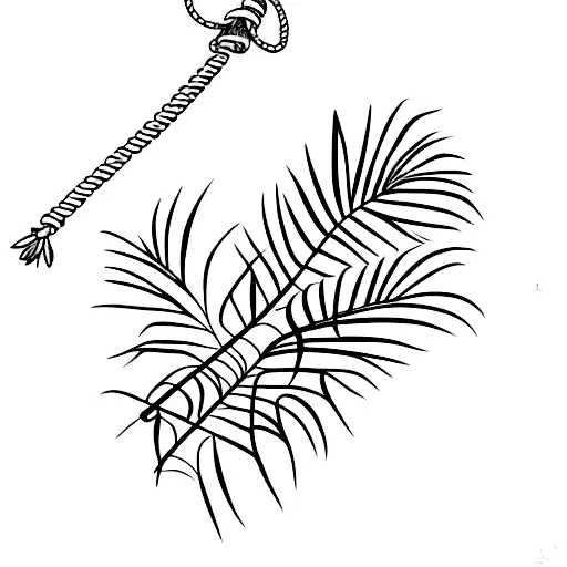 Palm Tree With Rope Hanging Down With Hook On Rope