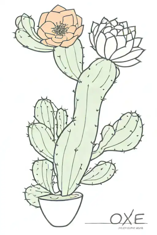 Cactus With A Flower And The Word Oxe