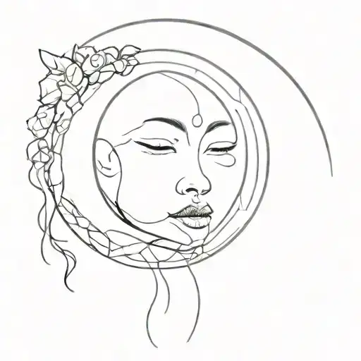 Moon No Face Tattoo Design