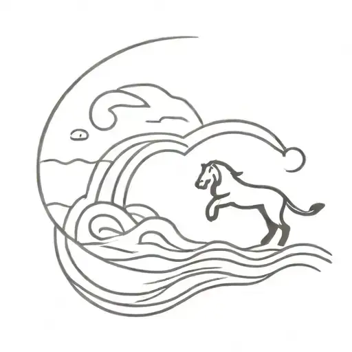 Moon Lion And Waves Crashing