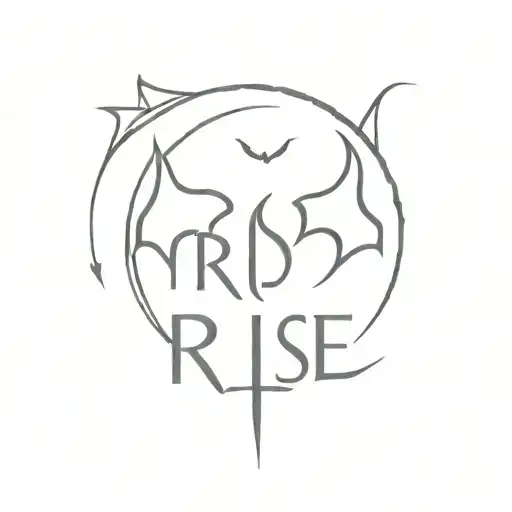 The Word Rise In A Greek Style Font With Bat Ears Coming Out Of The R And E