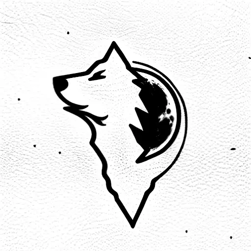 Simple Wolf Howling At Moon