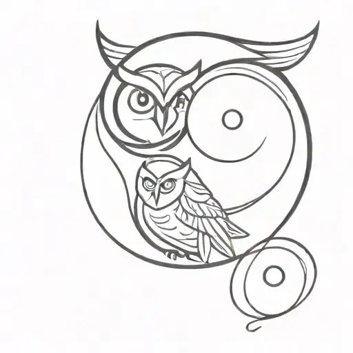 Owl And Yin Yang Symbol