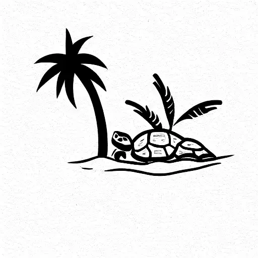 A Palm Tree And Turtle Abstract