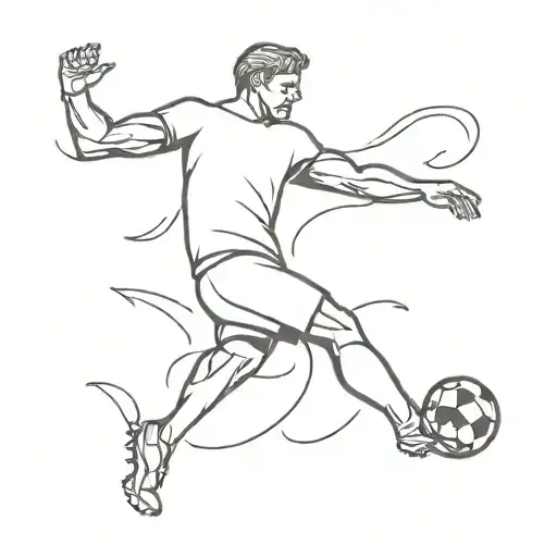 A Minimalist Design Of A Football Player Kicking A Ball
