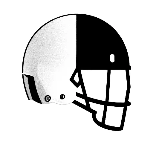 American Football Helmet In Left Profile And Minimal Tattoo With The Number 98 On It