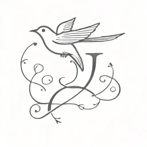Letter J And A Bird