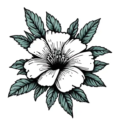Stamp Style Fine Line Tattoo With The National Flower Of El Salvador In A Botanical Style
