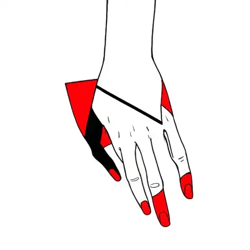 Red Black Patchwork Hand