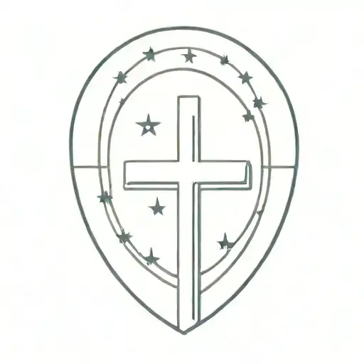 American Flag With Stripes Ending In 3 Crosses