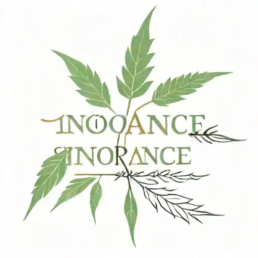 Ignorance Is Bliss Quote On Forearm With Aries Symbol Cannabis Leaves