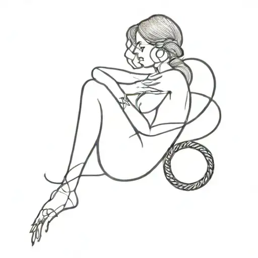 Tattoo Of A Woman With A Snake Coiled Around Her Body