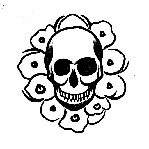 Skull With A Flower In Its Mouth