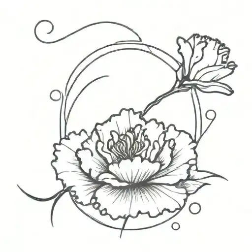 Carnation Flower On An Island In The Middle Of The Ocean With A Red String Of Fate