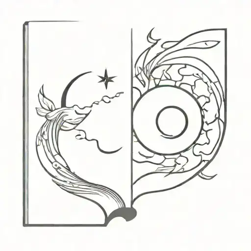 Open Book With Sun Above And Moon Below