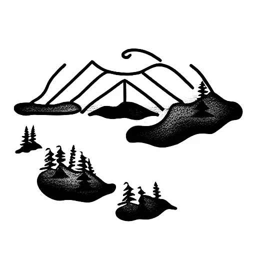 Fine Line Outline Of Islands In Maine