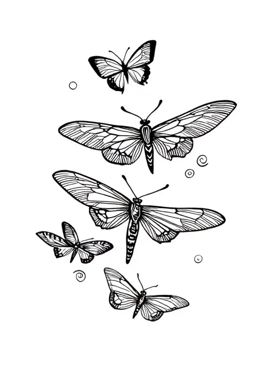 Moths And Butterflies One Line