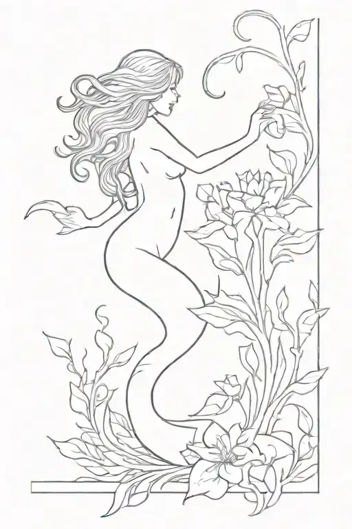 Mermaid Cover Up To Flowers Growing Together