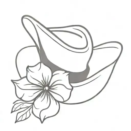 Cowboy Hat And Flower Intertwined