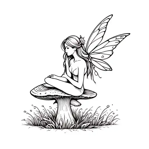 Fairy Sitting On A Mushroom