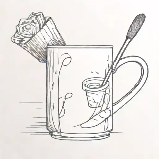 A Coffee Mug With A Brush Handle And Art Palette Base