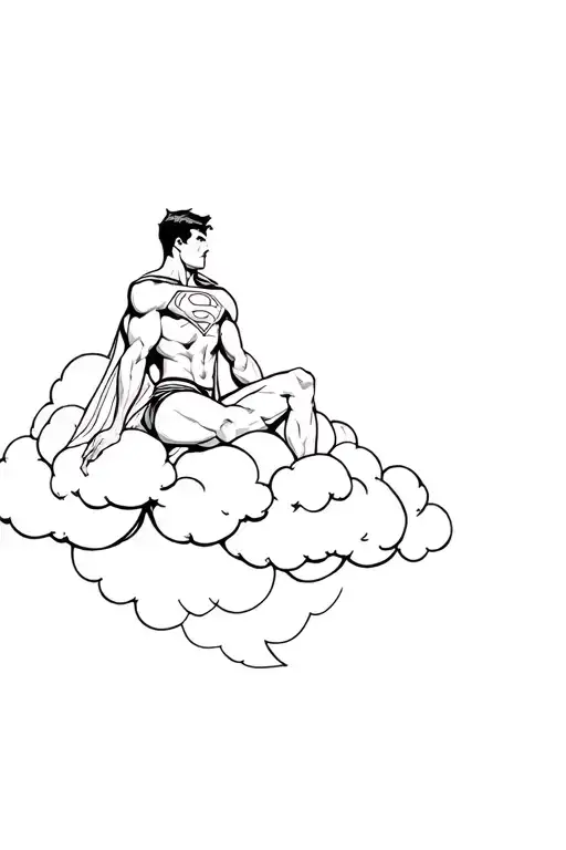 Superman Siting On Cloud