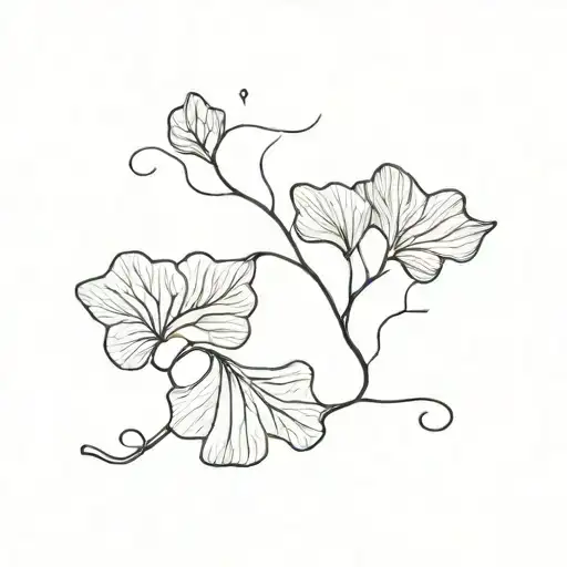 A Minimalist Tattoo Of A Serotonin Molecule Combined With A Gingko Leaf