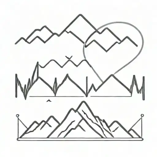 Heart Beat With Mountain Range And 5 Tally Marks