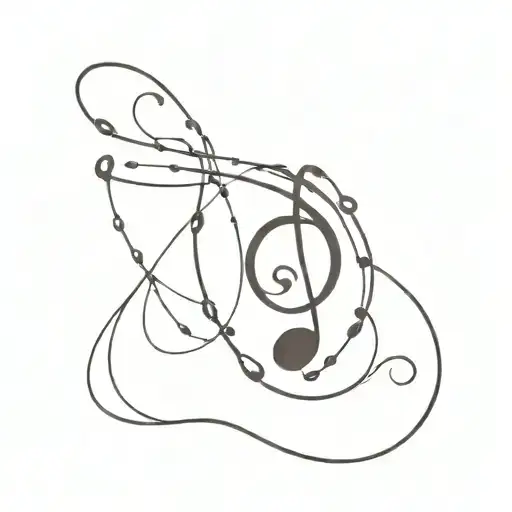 A Minimalist Tattoo Of A Coffee Bean And A Music Note Combined Into A Unique Design