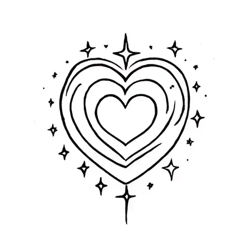 Sun Moon And Stars Surrounding A Heart