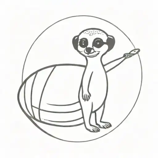 Baby Meerkat Holding A Surfboard