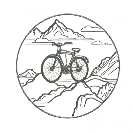 A Minimalist Motorcycle Wheel With Mountain And Sea Scenery For Adventure Motorcycling Enthusiasts