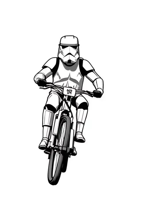 Clone Trooper Riding A Mountain Bike Jumping