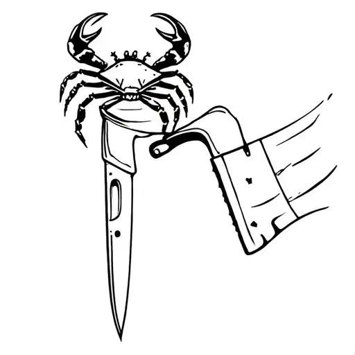 Chef Knife With Star Sign Crab Holding