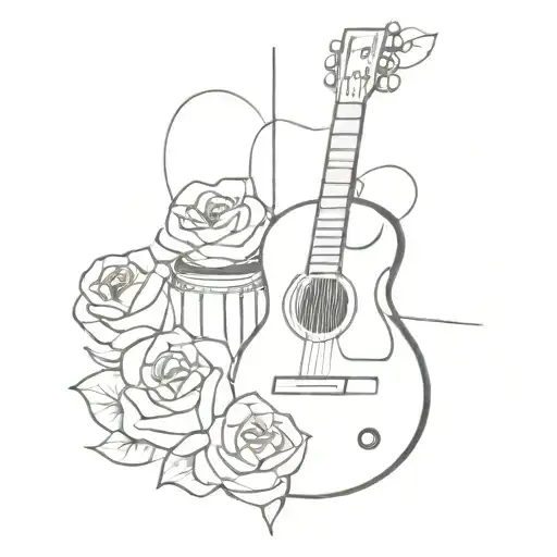 Drums Electric Guitar Bass Guitar Flute And Rose