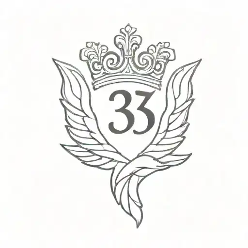 The Number 3 With Wings And A Crown