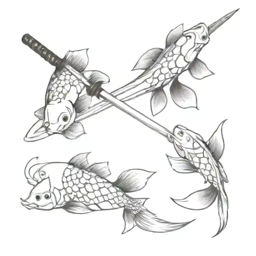 Katana Sword With Carp Koi