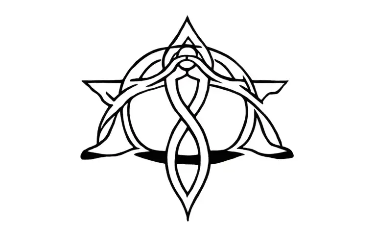 Minimalist Tattoo Featuring Celtic Libra Symbol Intertwined With African Picses Symbol On The Trunk