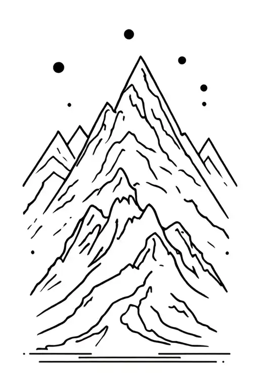 A Minimalist Design Of A Mountain Peak Reaching Into The Sky With Adrenaline Symbols