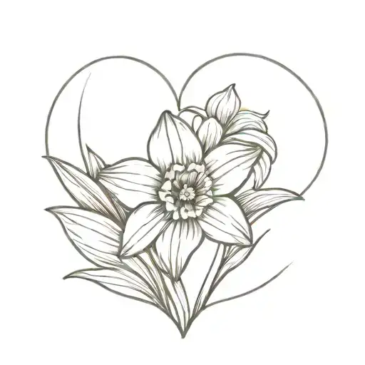 Daffodil Inside Love Heart