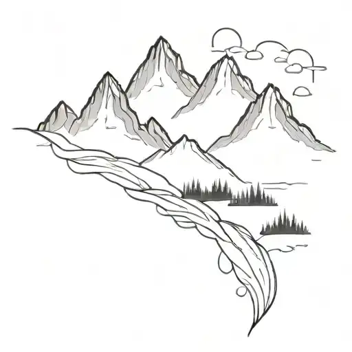 Mountain Range Surrounded By Flood Waters