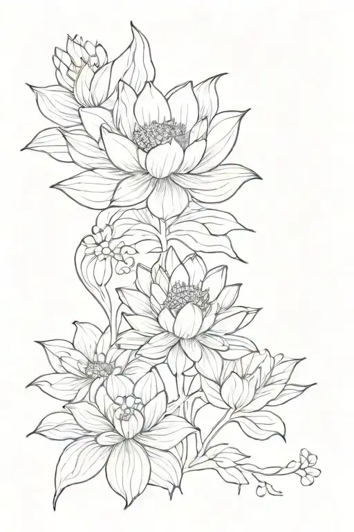 Lotus Flower And Other Flowers Growing