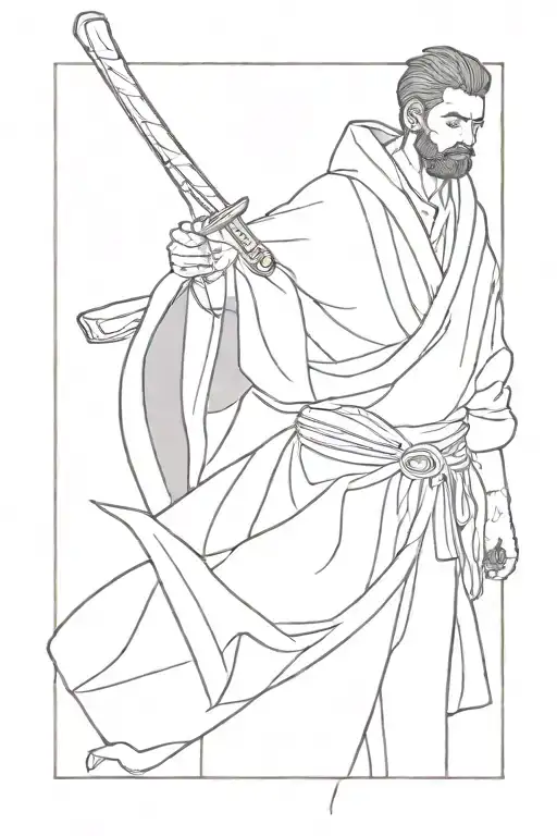 A Man In A Robe With A Sword