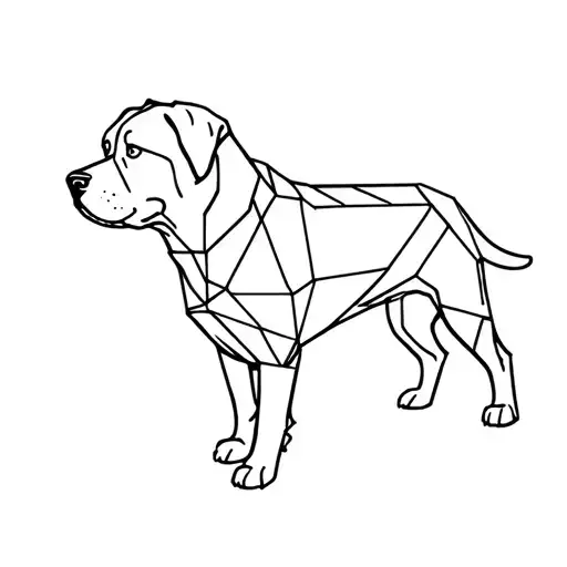A Geometric Design Incorporating A Silhouette Of A Rotweiler Dog