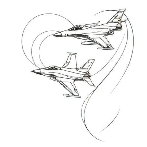 Two Fighter Jets Flying In A Vertical Spiral With One A Little Behind