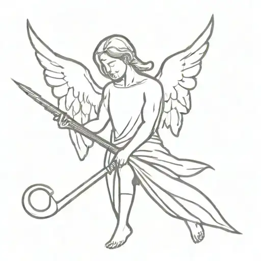 An Angel With Bone Hand With A Scyte And Horn