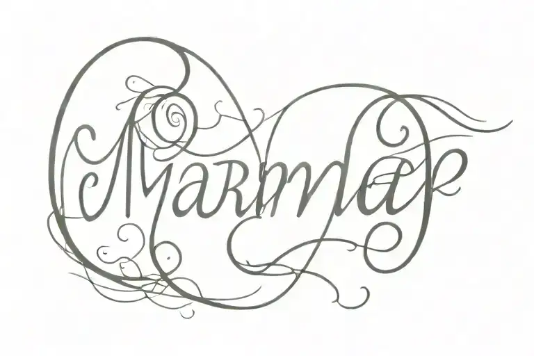 Horizontal Word 'Marmar' In A Fancy Cursive Font
