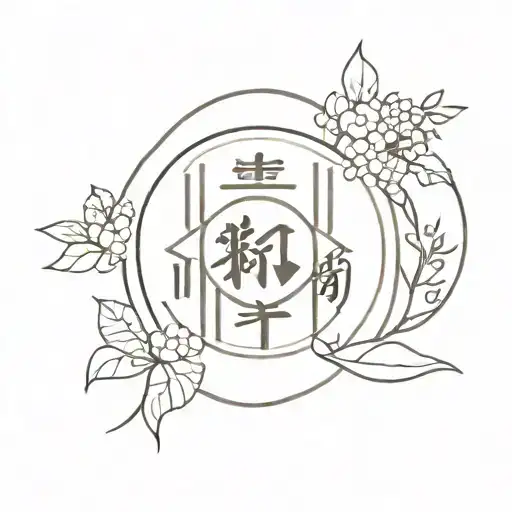 Traditional Japanese Ikigai Symbol With Complete Phrase